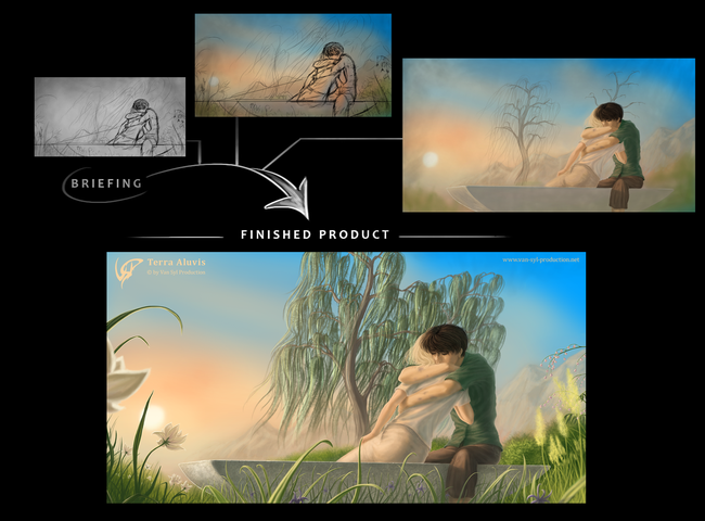 image showing an illustration from scratch to final stage